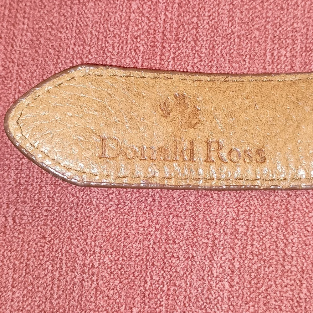 Donald Ross Navy Red Plaid men's Cotton Leather Belt 36